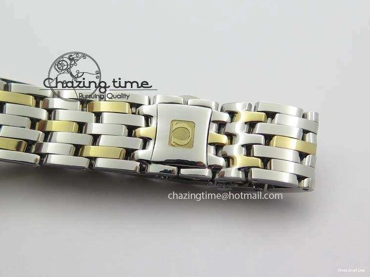 0315 OnTrend De Ville 27mm SS YG Ladies MK 1:1 Best Edition White MOP Dial Diamond Markers On SS Bracelet Ronda Quartz 8187